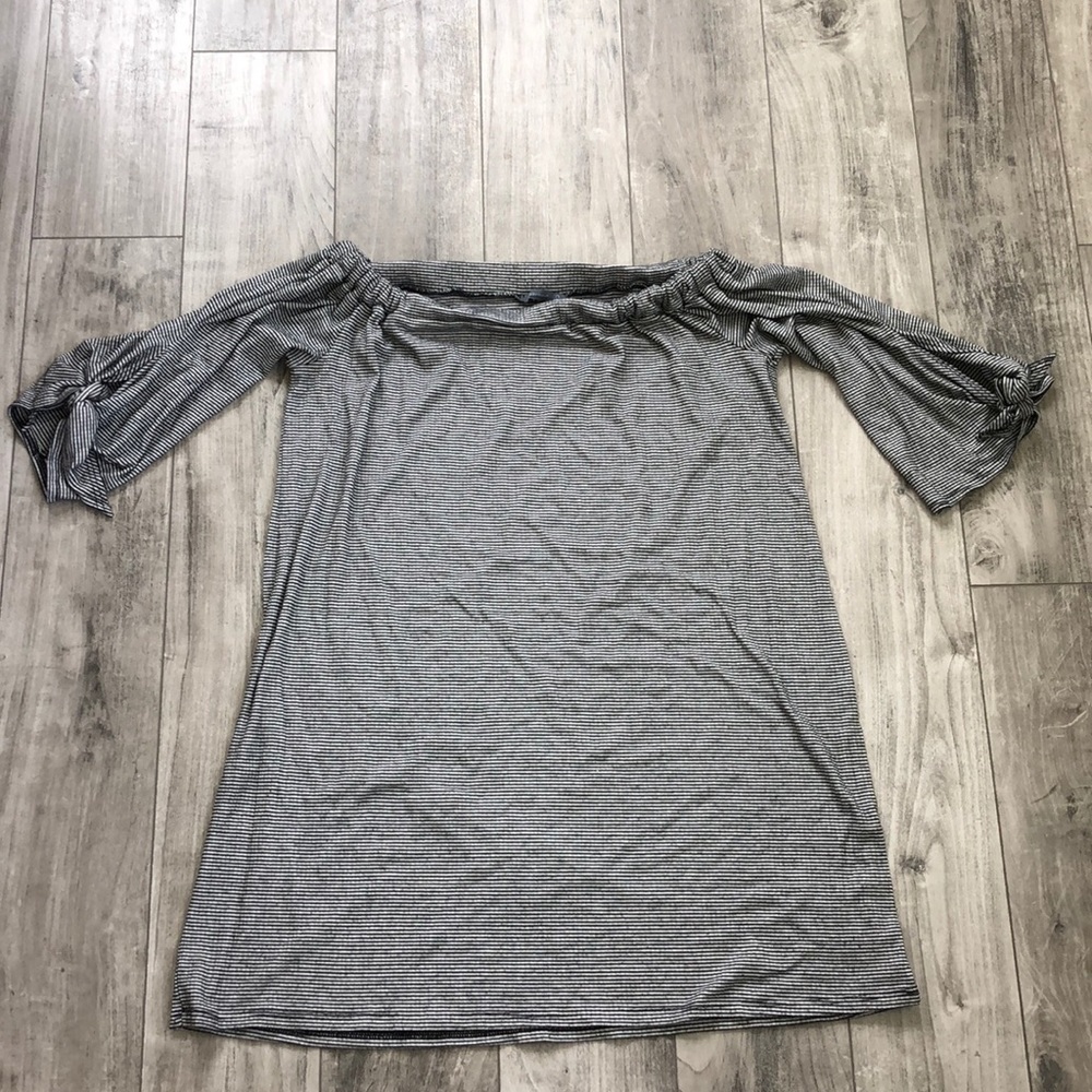 Striped off shoulder spring dress